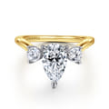 Aidy - 14K Yellow Gold Three Stone Pear Shaped Chevron Engagement Ring