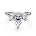 Aidy - 14K White Gold Three Stone Pear Shaped Chevron Engagement Ring