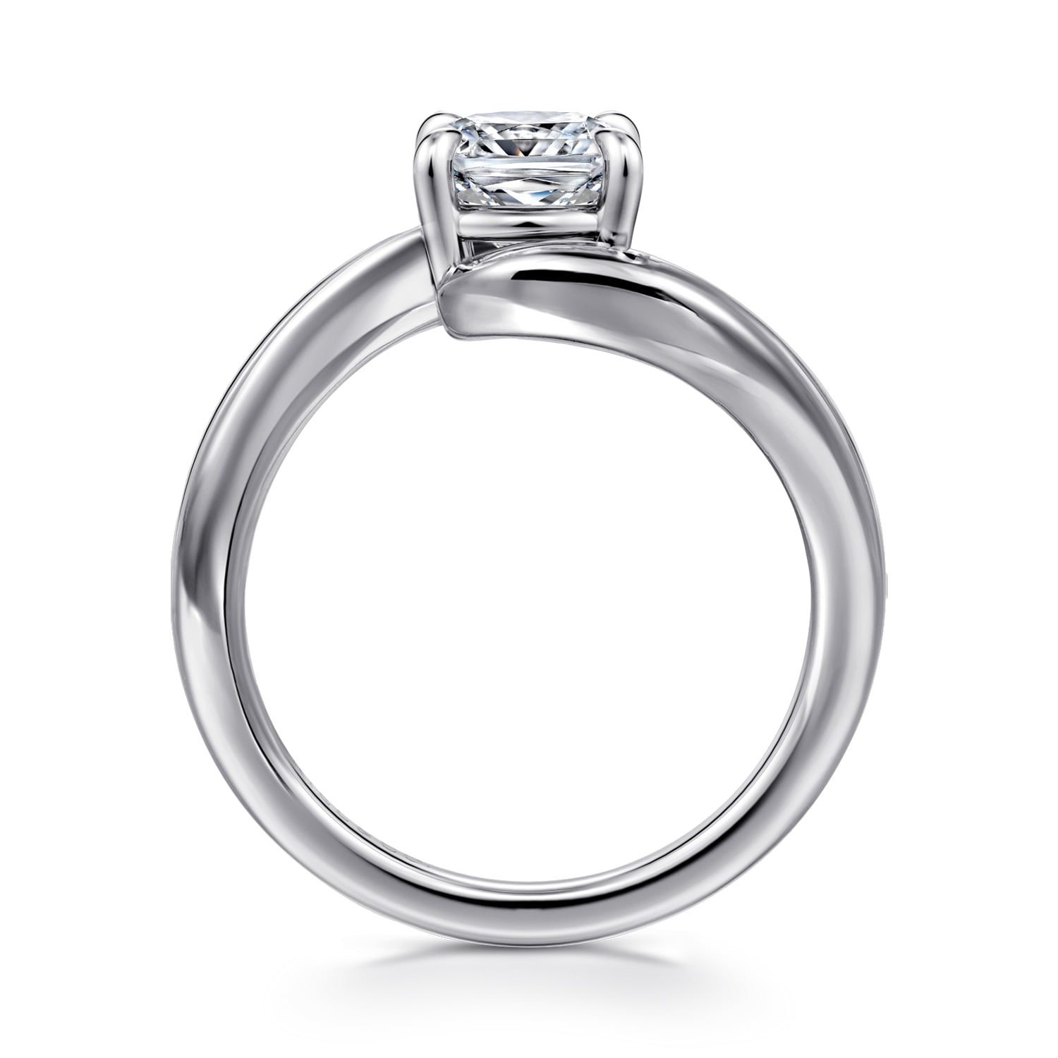 Cushion Bypass Diamond Engagement Ring in 14K White Gold, photograph 2
