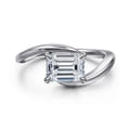 Delphi - 14K White Gold Bypass Emerald Cut Diamond Engagement Ring