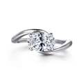 Delphi - 14K White Gold Bypass Oval Diamond Engagement Ring