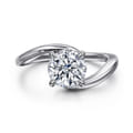 Delphi - 14K White Gold Bypass Round Diamond Engagement Ring