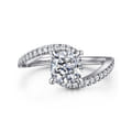 Aiva - 14K White Gold Bypass Cushion Cut Diamond Engagement Ring