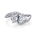 Aiva - 14K White Gold Bypass Oval Diamond Engagement Ring