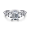 Estefani - 14K White Gold Emerald Cut Diamond Engagement Ring