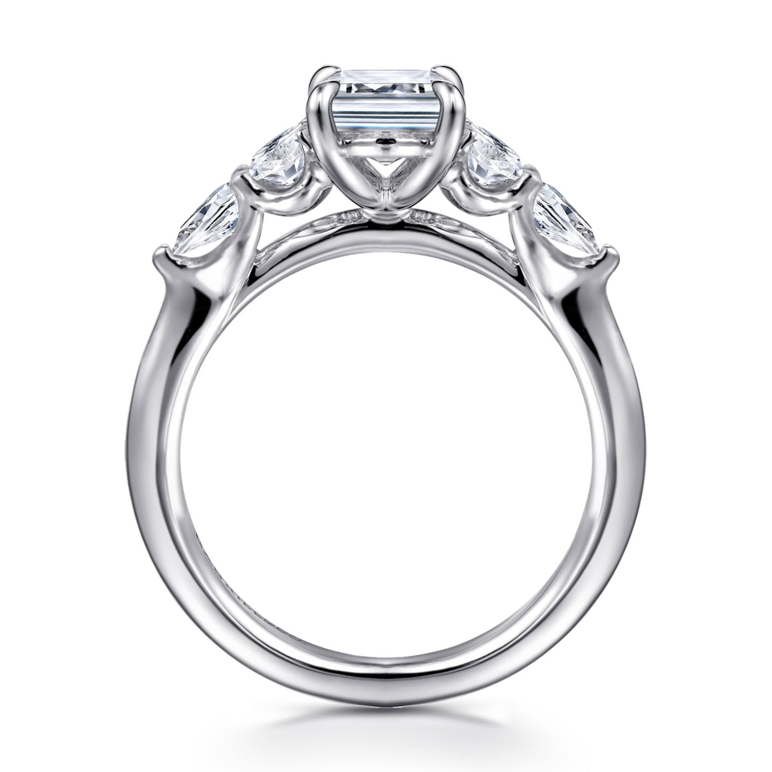 Emerald Diamond Engagement Ring in 14K White Gold, photograph 2