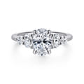 Estefani - 14K White Gold Oval Five Stone Diamond Engagement Ring