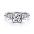Stephi - 14K White Gold Cushion Cut Three Stone Diamond Engagement Ring