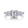 Stephi - 14K White Gold Emerald Cut Three Stone Diamond Engagement Ring