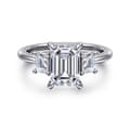 Stephi - 14K White Gold Emerald Cut Three Stone Diamond Engagement Ring