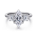 Stephi - 14K White Gold Marquise Shape Three Stone Diamond Engagement Ring