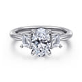 Stephi - 14K White Gold Oval Three Stone Diamond Engagement Ring
