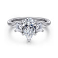 Stephi - 14K White Gold Pear Shape Three Stone Diamond Engagement Ring