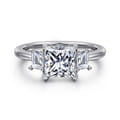 Stephi - 14K White Gold Princess Cut Three Stone Diamond Engagement Ring