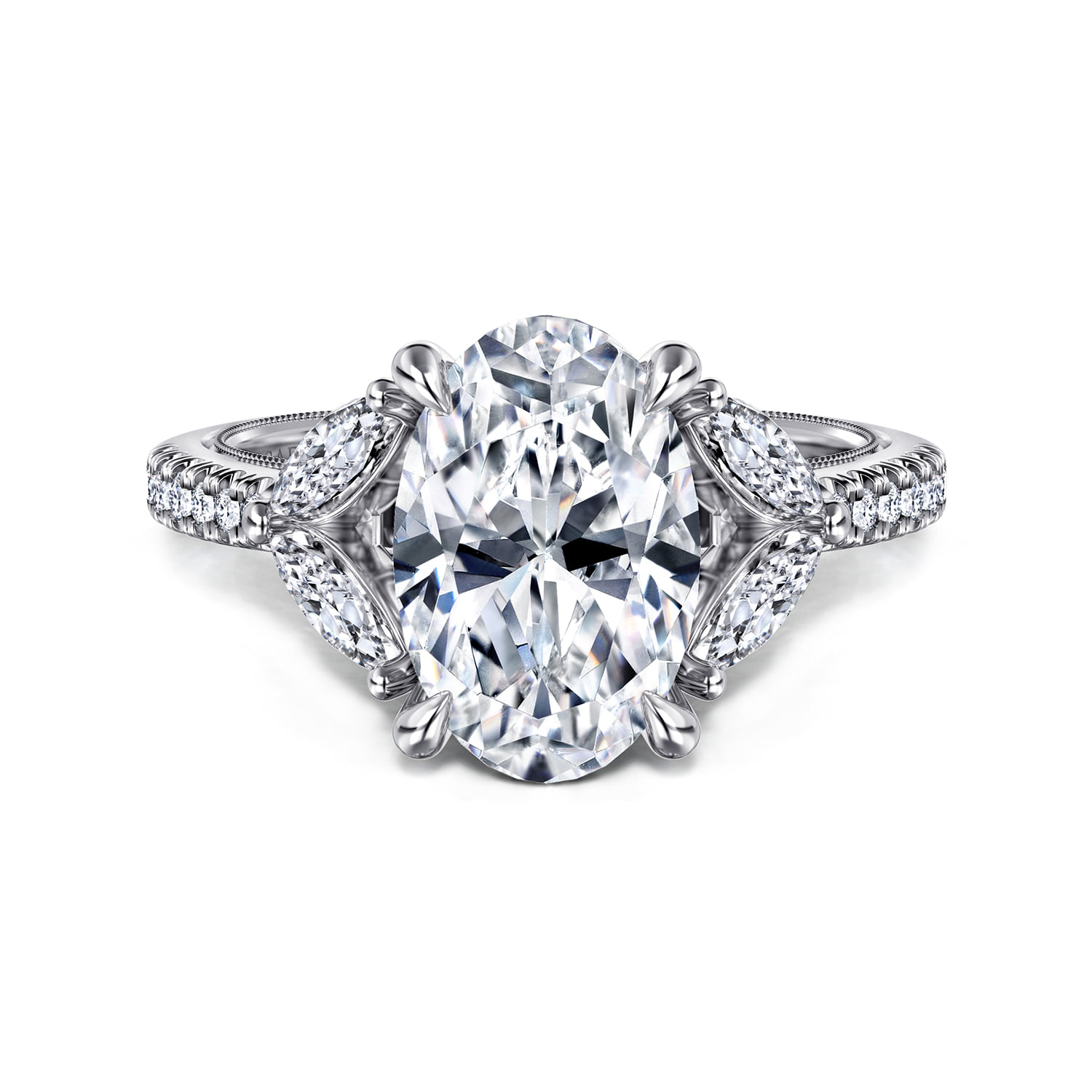 Oval Diamond Engagement Ring in 14K White Gold