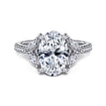 Estrelle - 14K White Gold Oval Diamond Engagement Ring