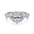 Estrelle - 14K White Gold Oval Diamond Engagement Ring