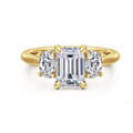 Charisa - 14K Yellow Gold Emerald Cut Three Stone Diamond Engagement Ring