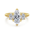 Charisa - 14K Yellow Gold Marquise Shape Three Stone Diamond Engagement Ring