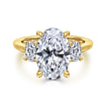 Charisa - 14K Yellow Gold Three Stone Oval Diamond Engagement Ring