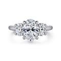 Charisa - 14K White Gold Oval Three Stone Diamond Engagement Ring