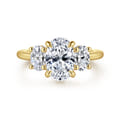 Charisa - 14K Yellow Gold Three Stone Oval Diamond Engagement Ring
