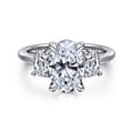 Charisa - 14K White Gold Oval Three Stone Diamond Engagement Ring