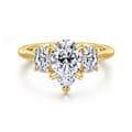 Charisa - 14K Yellow Gold Pear Shape Three Stone Diamond Engagement Ring