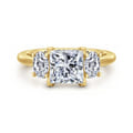 Charisa - 14K Yellow Gold Princess Cut Three Stone Diamond Engagement Ring