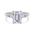 Feana - 14K White Gold Emerald Cut Three Stone Diamond Engagement Ring