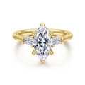 Feana - 14K Yellow Gold Marquise Shape Three Stone Diamond Engagement Ring