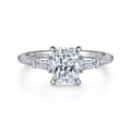 Feana - 14K White Gold Rectangular Radiant Cut Three Stone Diamond Engagement Ring
