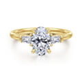 Feana - 14K Yellow Gold Oval Three Stone Diamond Engagement Ring