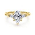 Feana - 14K Yellow Gold Pear Shape Three Stone Diamond Engagement Ring