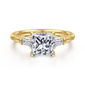 Feana - 14K Yellow Gold Princess Cut Three Stone Diamond Engagement Ring