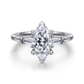 Louann - 14K White Gold Marquise Shape Three Stone Diamond Engagement Ring