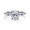 Louann - 14K White Gold Oval Three Stone Diamond Engagement Ring