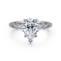 Louann - 14K White Gold Pear Shape Three Stone Diamond Engagement Ring