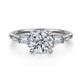 Louann - 14K White Gold Round Three Stone Diamond Engagement Ring