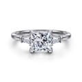 Louann - 14K White Gold Princess Cut Three Stone Diamond Engagement Ring