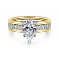Feah - 14K Yellow-White Gold Wide Band Pear Shape Diamond Engagement Ring