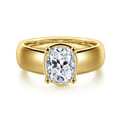 Elza - 14K Yellow Gold Wide Band Elongated Cushion Bezel Prong Diamond Engagement Ring