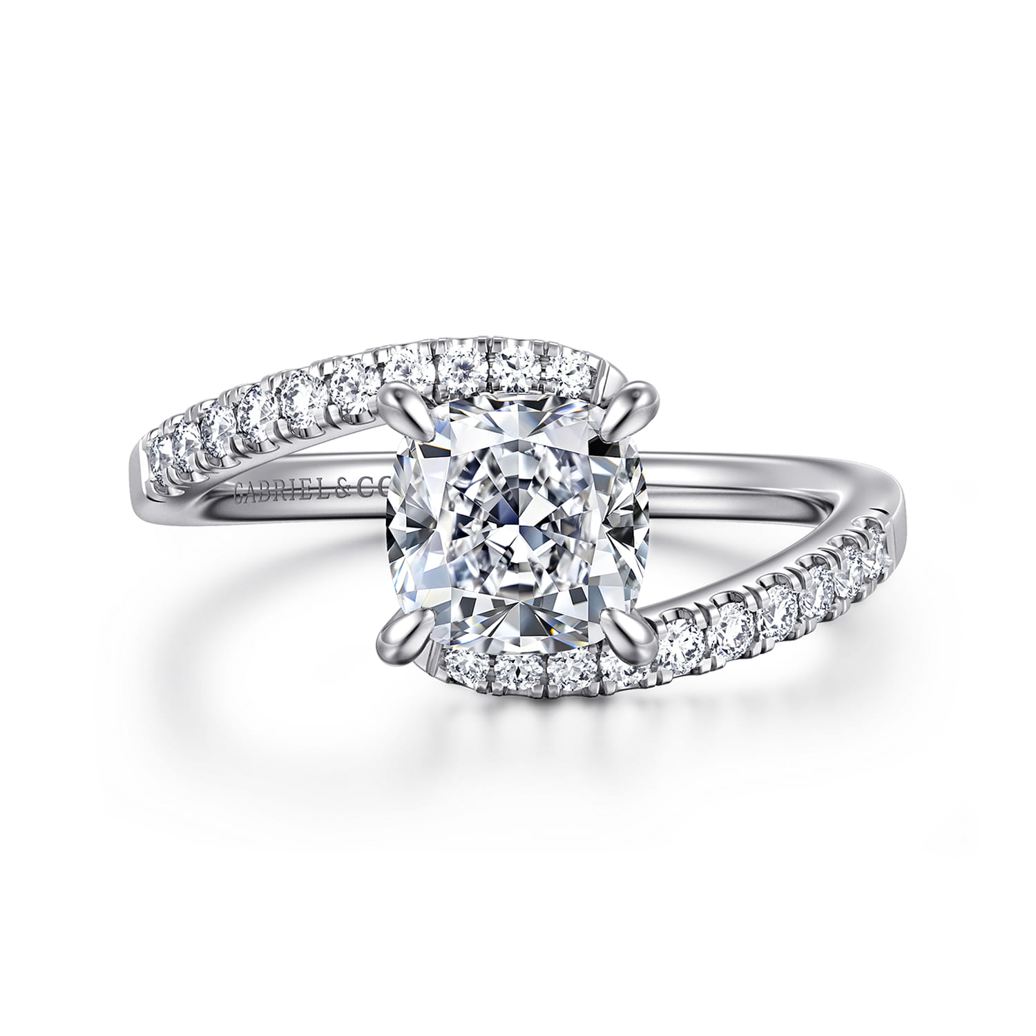 Bypass Hidden Halo Diamond Engagement Ring