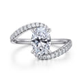 Leina - 14K White Gold Bypass Oval Shape Hidden Halo Diamond Engagement Ring