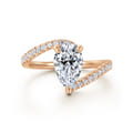 Leina - 14K Rose Gold Bypass Pear Shape Hidden Halo Diamond Engagement Ring