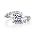 Leina - 14K White Gold Princess Hidden Halo Diamond Engagement Ring