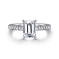 Franka - 14K White Gold Emerald Cut Hidden Halo Diamond Engagement Ring