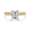 Franka - 14K Yellow Gold Emerald Cut Hidden Halo Diamond Engagement Ring