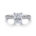 Franka - 14K White Gold Rectangular Radiant Cut Hidden Halo Diamond Engagement Ring