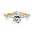Franka - 14K Yellow Gold Oval Hidden Halo Diamond Engagement Ring